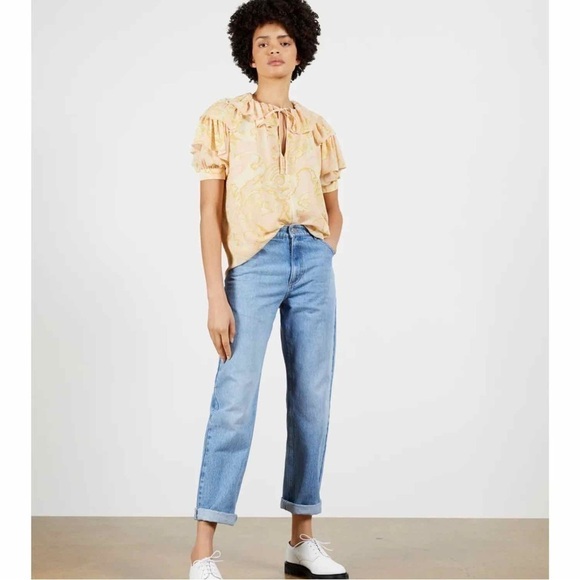 Ted Baker Frisis Frill Printed Short Sleeve Blouse Top Size 1 US 4 - Picture 3 of 13